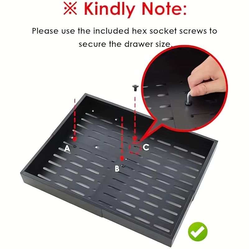 Tiroir extractible extensible / Réglage extensible sur quatre côtés pour une capacité étendue / Inst
