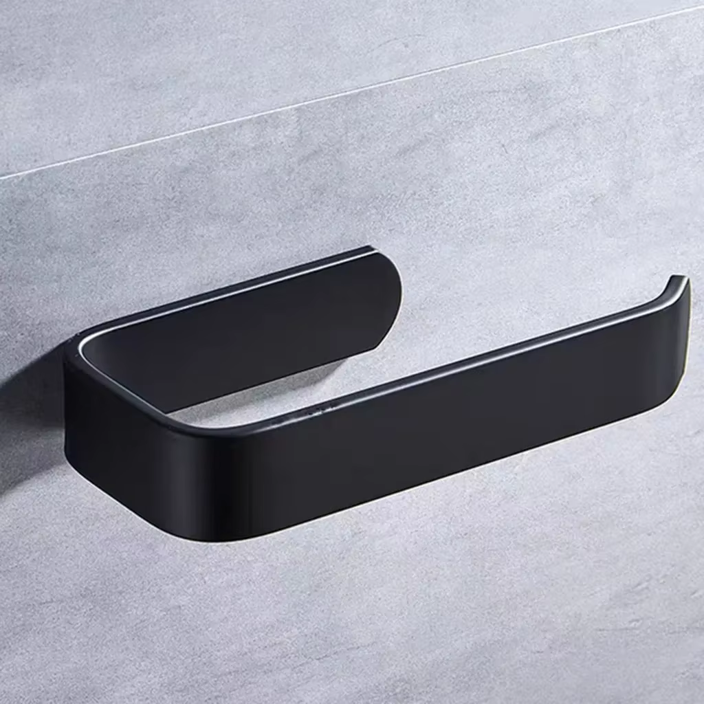 Porte-serviettes de salle de bain blanc sans perçage, support mural auto-adhésif noir pour serviette