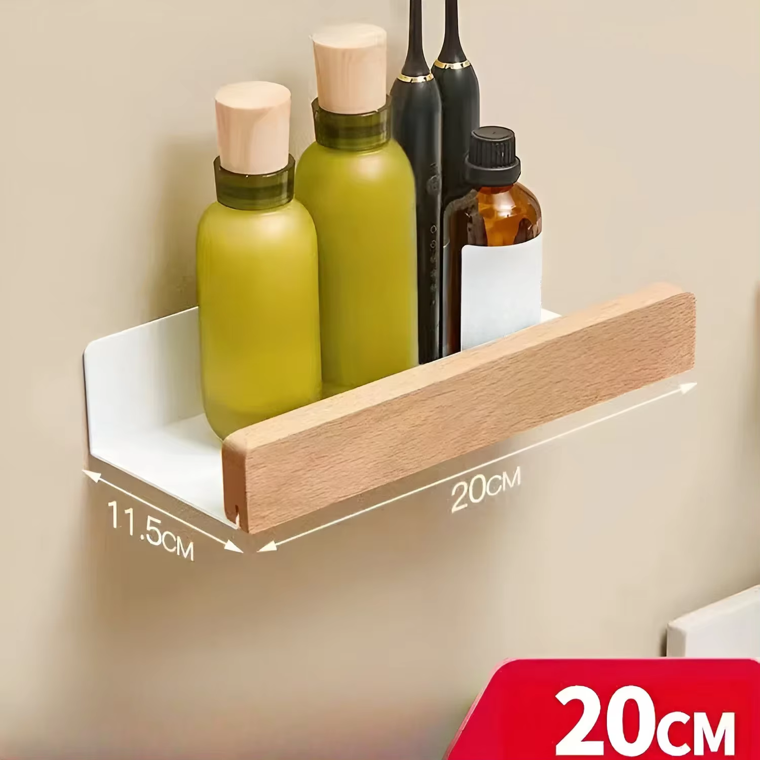 Support de Rangement Mural en Bois de Hêtre pour Salle de Bain, Lumière de Luxe pour Salon, Étagère 