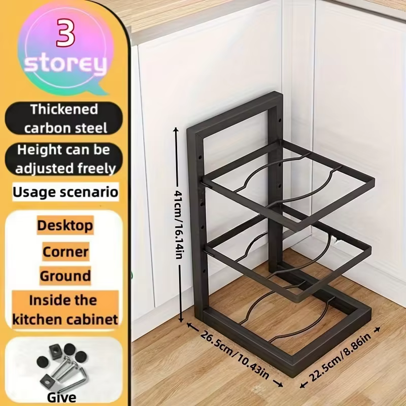 Support de rangement pour casseroles et poêles sous l'évier, robuste, réglable en hauteur, pour uste