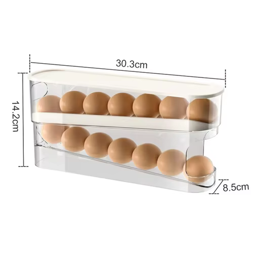 Boîte de rangement d'œufs de réfrigérateur bicouche, support d'œufs roulant automatique, Style échel