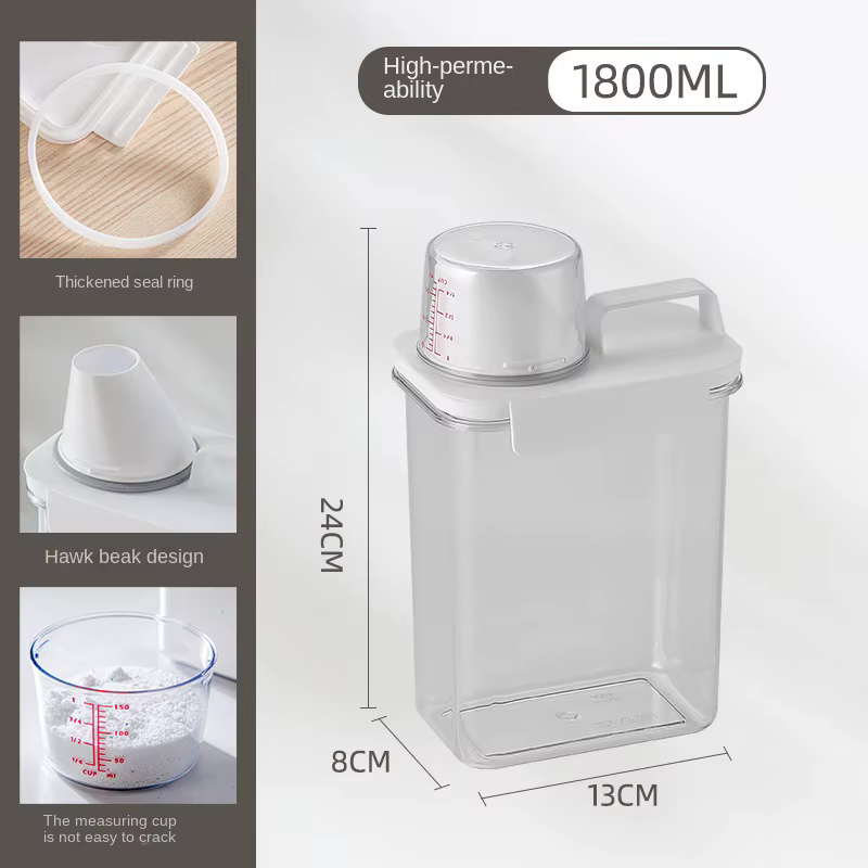 Boîte de rangement pour lessive en poudre, réservoir de stockage de détergent pour la salle de bain,