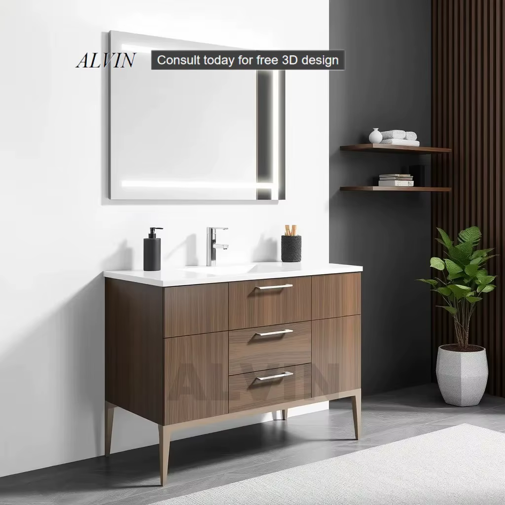 Vanité moderne meubles de salle de bain rangement en bois mural évier flottant salle de bain vanité