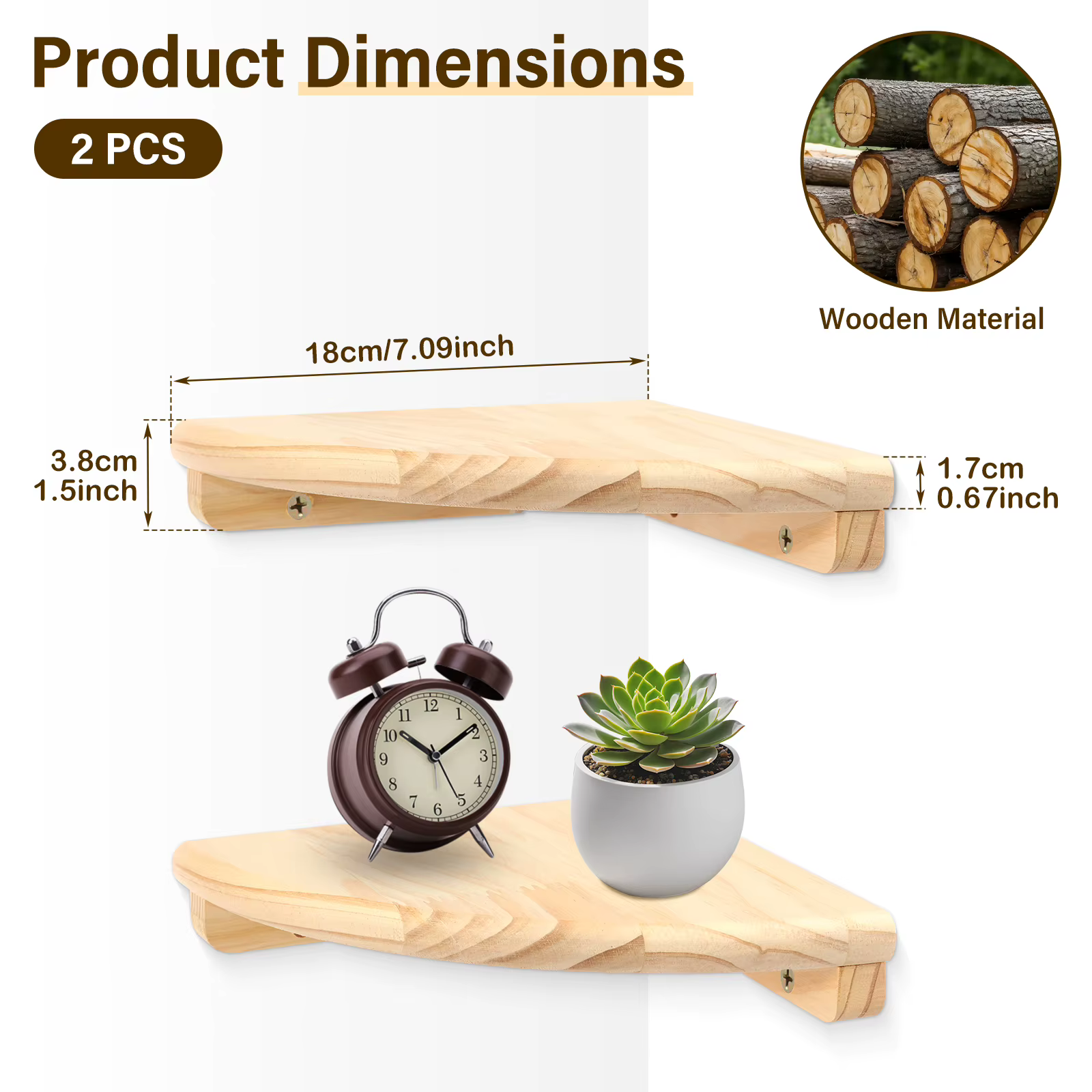 Étagère d'angle murale en bois festonné (2/4 pièces) avec vis, support de rangement décoratif pour l