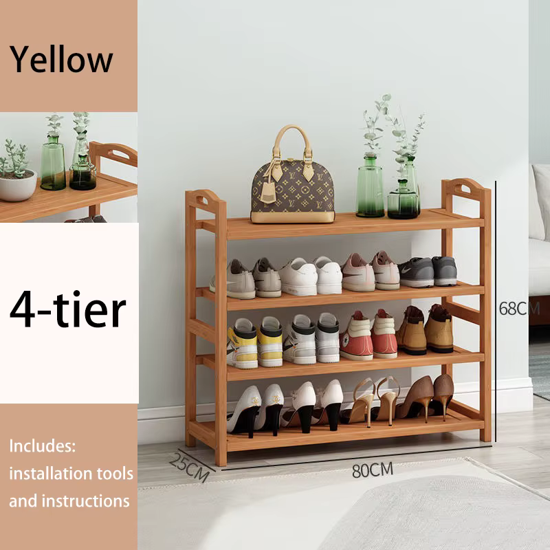 Organiseur de chaussures en bois à 4-8 niveaux, armoire à chaussures simple pour l'entrée, grande ét
