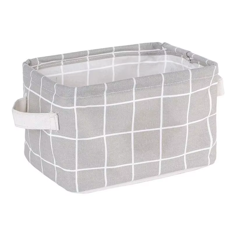 Panier de rangement de bureau en lin, boîte de rangement de jouets divers, panier à linge, sous-vête