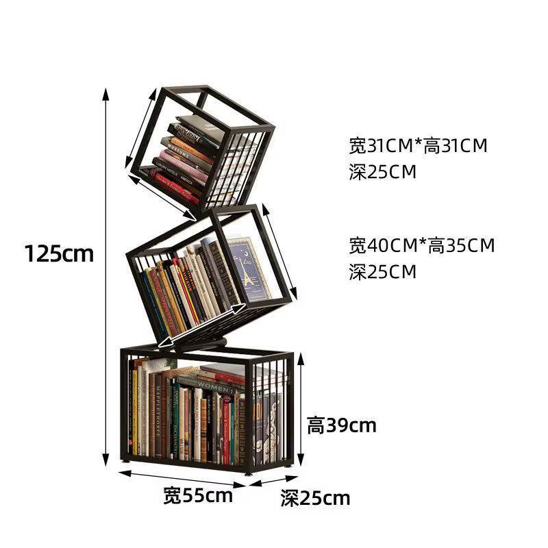 Étagère de rangement en fer créative, coin en forme vertical, étagère d'art au sol, bibliothèque déc