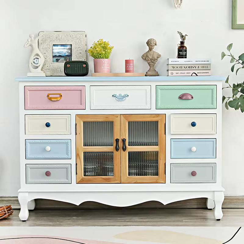 Armoires de salon polyvalentes crème, vitrine moderne de sécurité pour enfants, rangement de cuisine