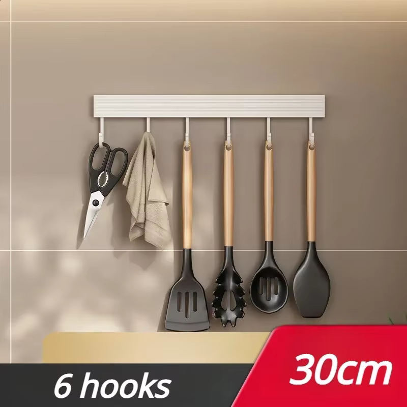 Étagère murale de rangement pour cuisine sans perçage, organisateur avec crochets mobiles, support p