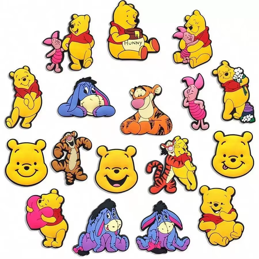 Breloques pour chaussures Winnie Pooh, 17/20 pièces, accessoires de décoration pour chaussures de de