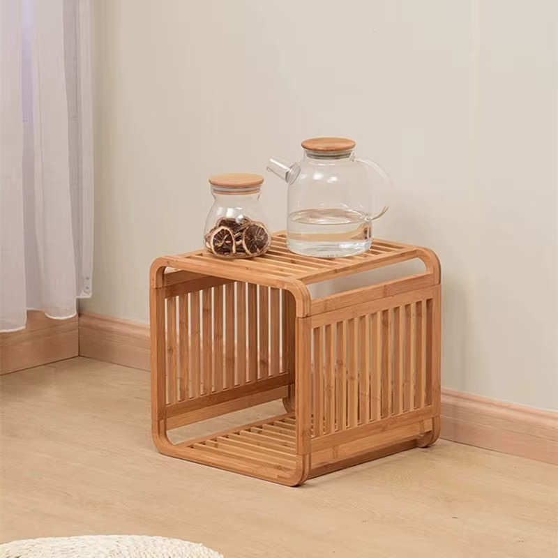 Étagère de rangement empilable en bambou, organisateur multicouche pour chambre à coucher, étagère d