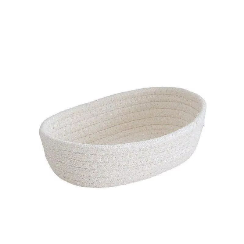 Panier de rangement en corde de coton tressée style nordique pour bureau, articles divers, clés et c