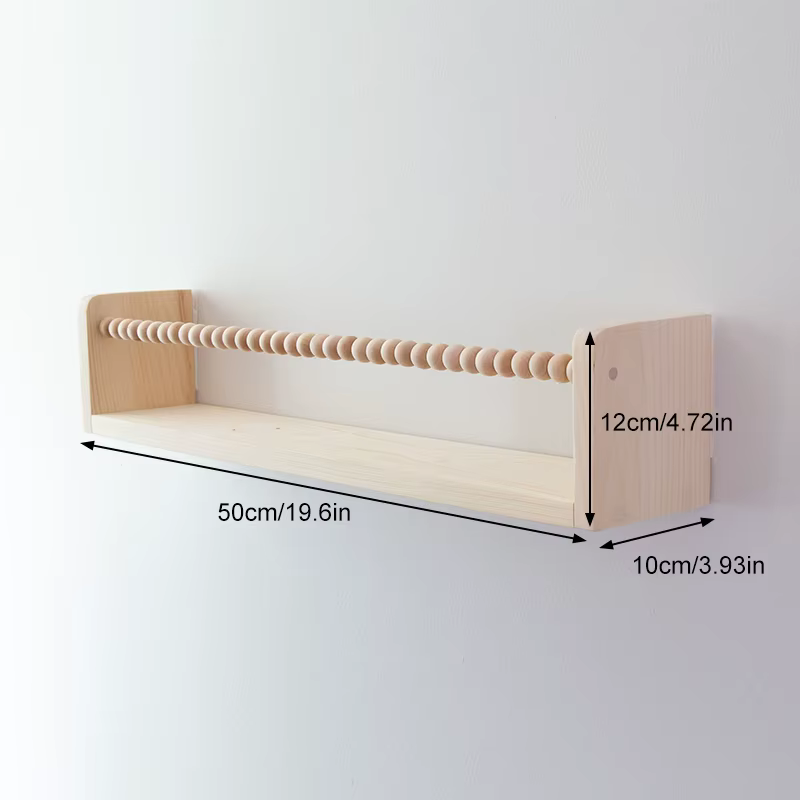 Bibliothèque flottante perlée pour enfants, 1 pièce, étagère de rangement murale en bois, décoration