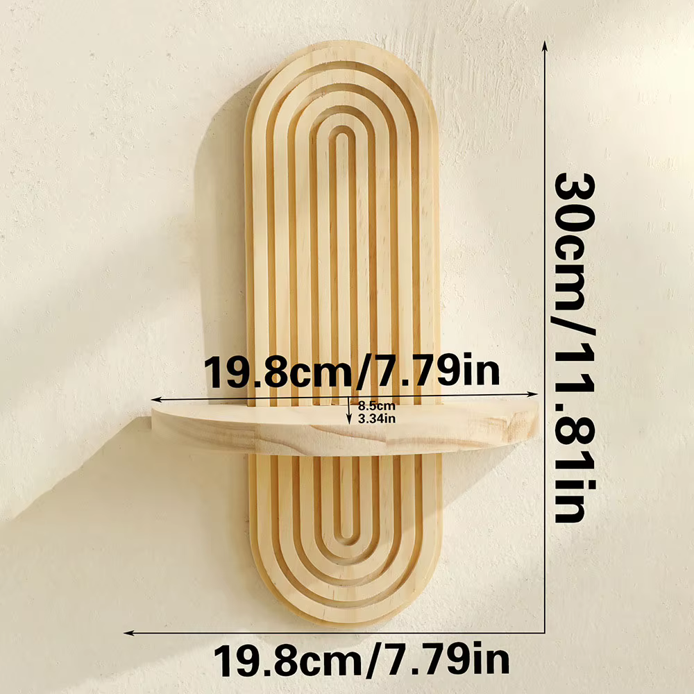 Étagères murales en bois de Style Boho, étagères décoratives pour plantes, finition naturelle géomét