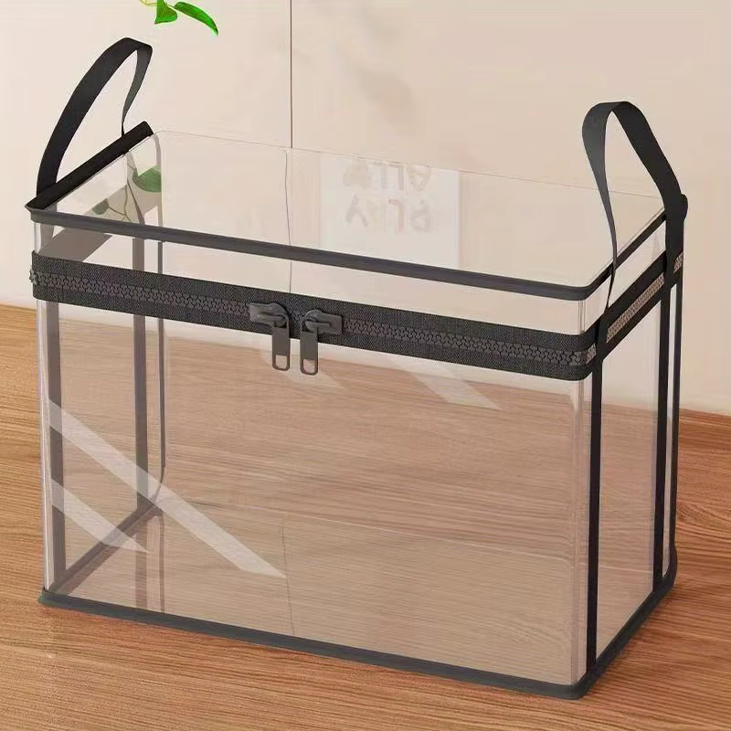 Sac de rangement en PVC avec couvercle rabattable et fenêtre de visualisation - Organisateur rectang
