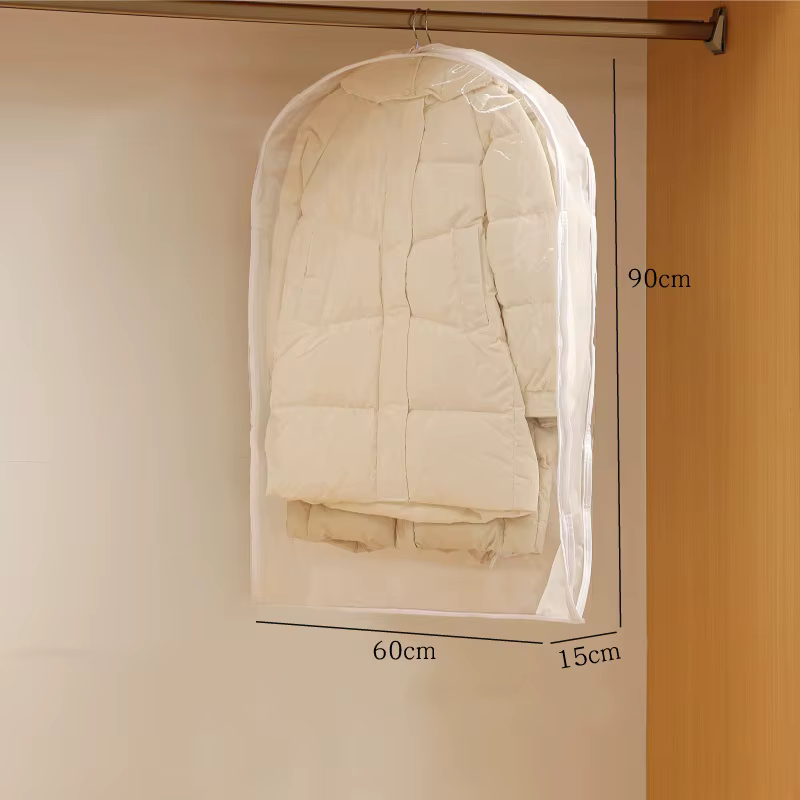 Sacs de rangement de garde-robe, doudoune, sac suspendu à Compression d'air avec fermeture éclair, s