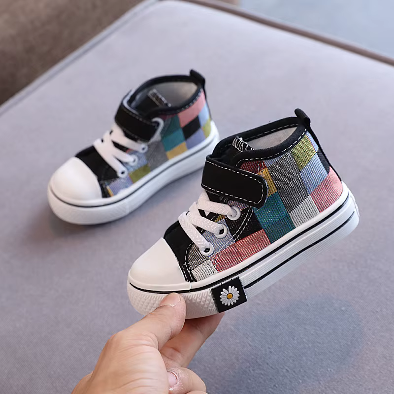 Chaussures montantes en toile pour enfants, respirantes, assorties, décontractées, grande-bretelle, 
