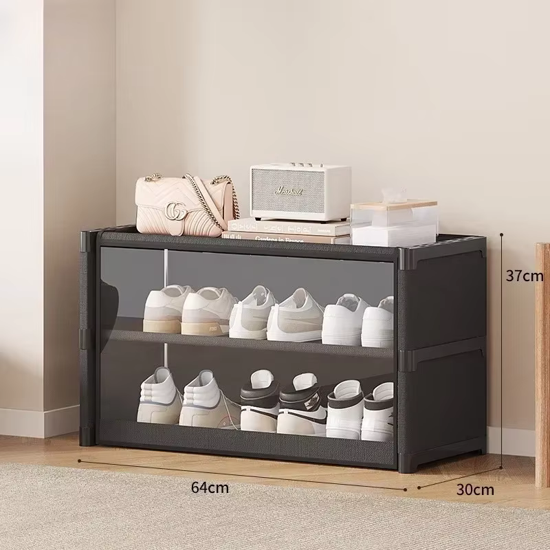 Étagère à chaussures multi-niveaux, armoire à chaussures anti-poussière, design transparent pour pet