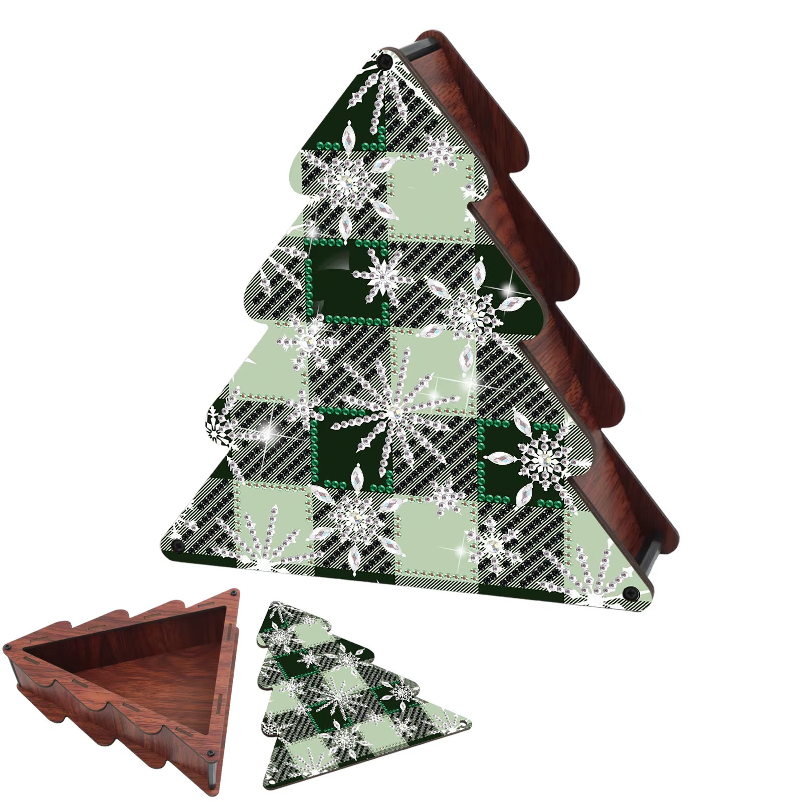 Kits de boîtes de rangement en forme d'arbre de noël pour peinture diamant, boîte de rangement en bo
