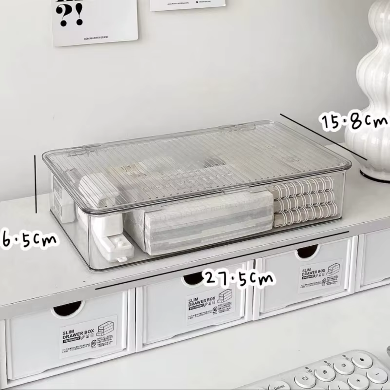 Boîte de rangement de bureau de grande capacité avec couvercle, boîte de rangement de cosmétiques, f