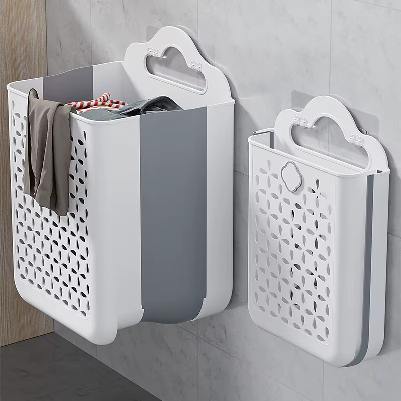 Panier à linge pliant pour salle de bain, panier de rangement mural pour vêtements sales, sac à ling