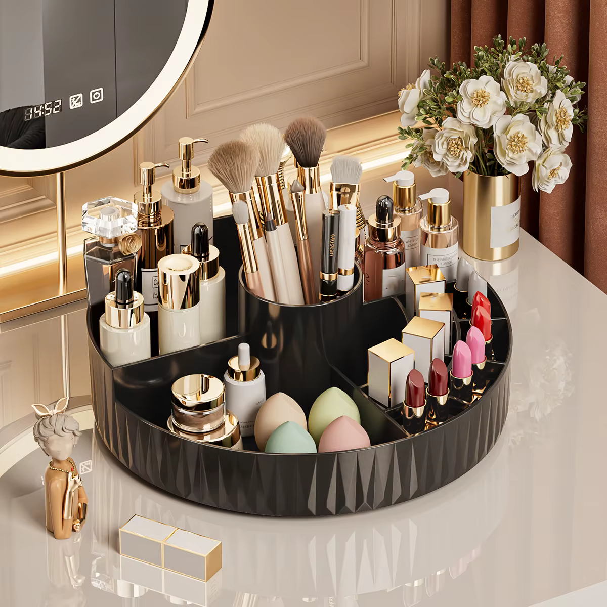 Boîte de rangement cosmétique rotative, organisateur multi-compartiments pour rouges à lèvres, crayo