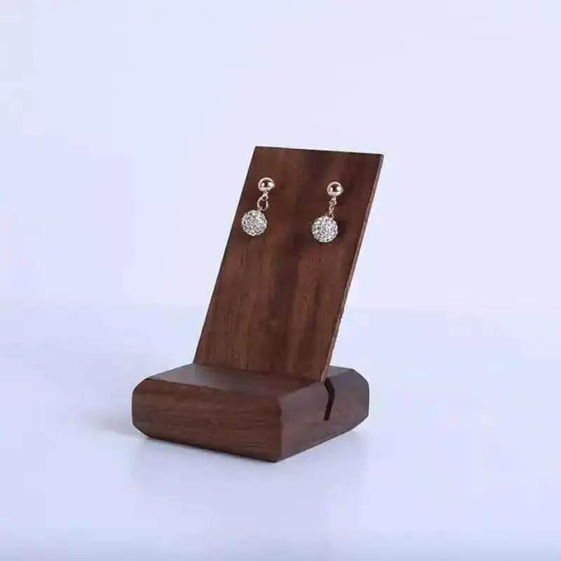 Vitrine oreille goujon support de rangement boucle d'oreille étagère noir noyer porte-bijoux fendu b