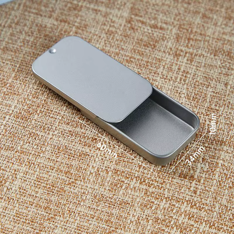 Boîte en fer blanc mini portable avec couvercle coulissant pour rangement, bijoux de mariage, pilule