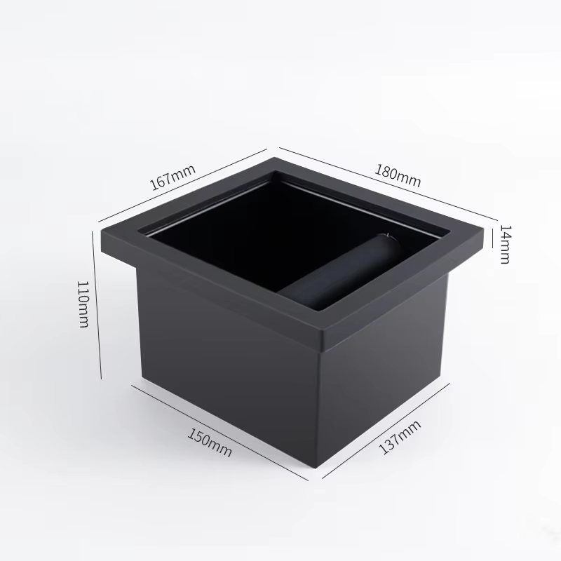 Boîte à marc de café de bureau, boîte à marc creux intégrée sans fond, Bar carré en acier inoxydable