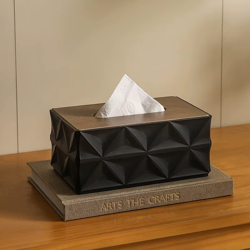 Boîte à mouchoirs ondulée de grande capacité, organisateur de bureau minimaliste avec couvercle en b
