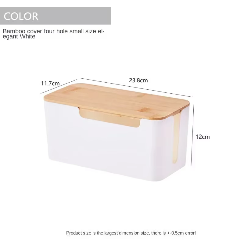 Boîte de rangement de câbles de bureau en bois, organisateur de gestion de fils de ligne électrique,
