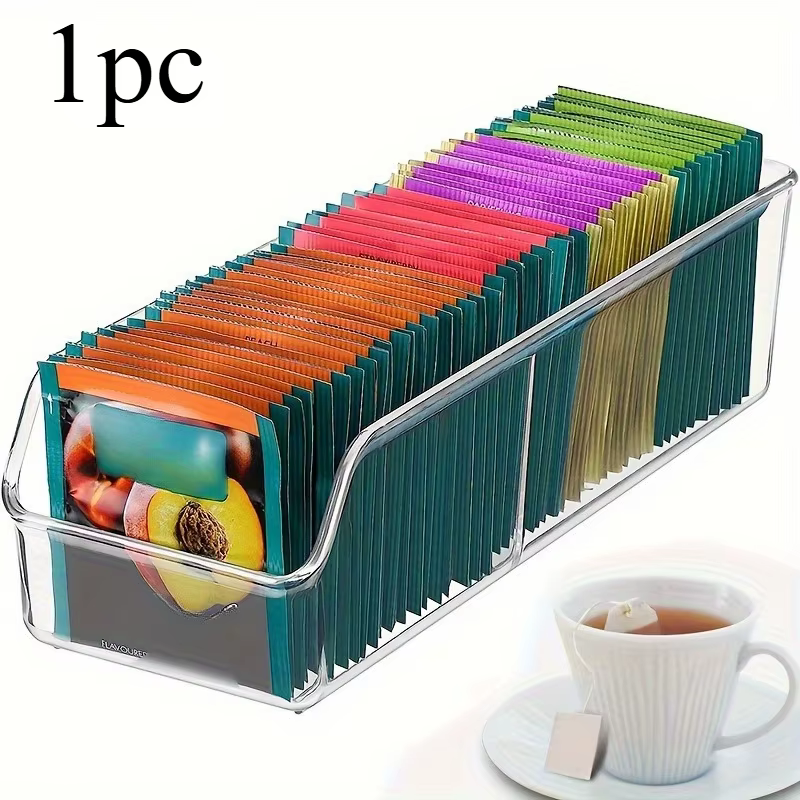 Boîte de rangement transparente pour sachets de thé, support de rangement pour sucre, café et épices