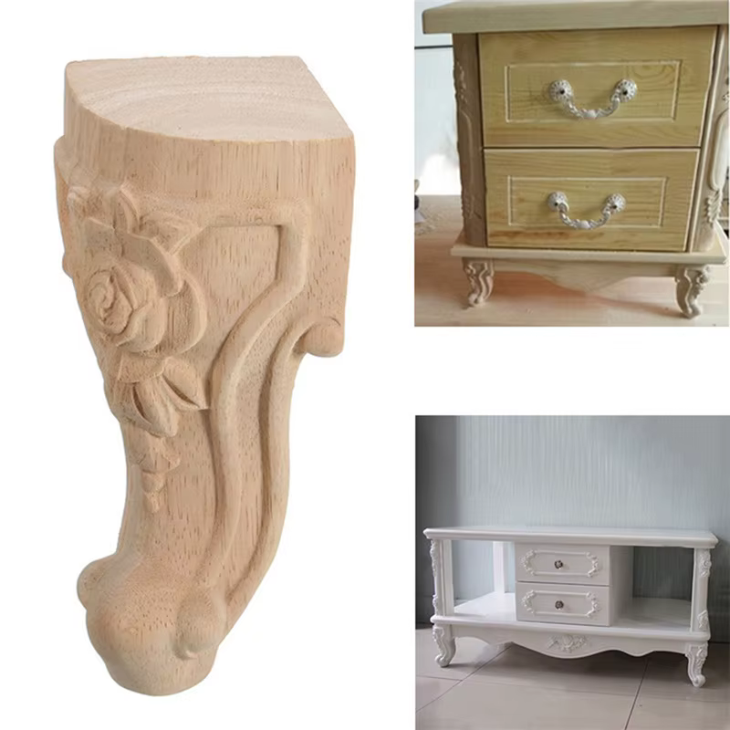 8/4/1 pièces 10x5.5cm Style européen en bois massif sculpté meubles pied jambes meuble TV siège pied