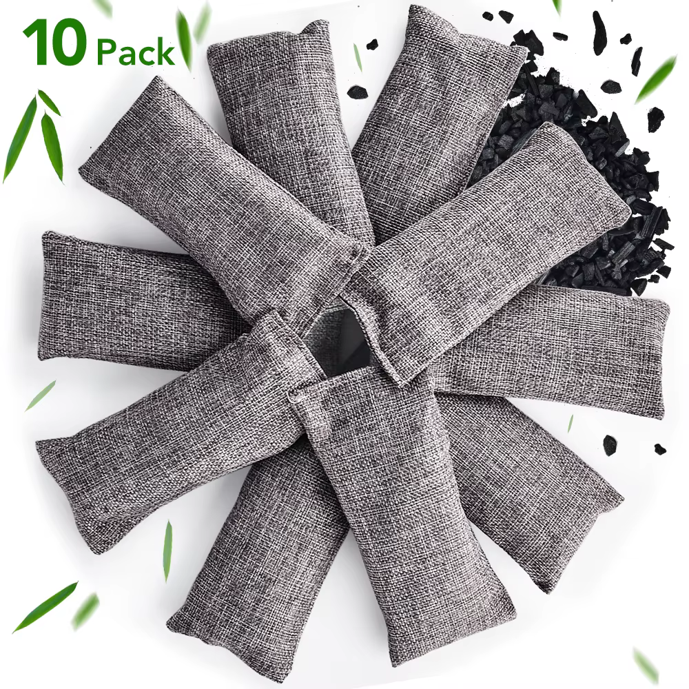 Sacs en charbon de bambou naturel, 10 pièces, purificateur d'air, charbon actif, absorbeur d'odeur, 