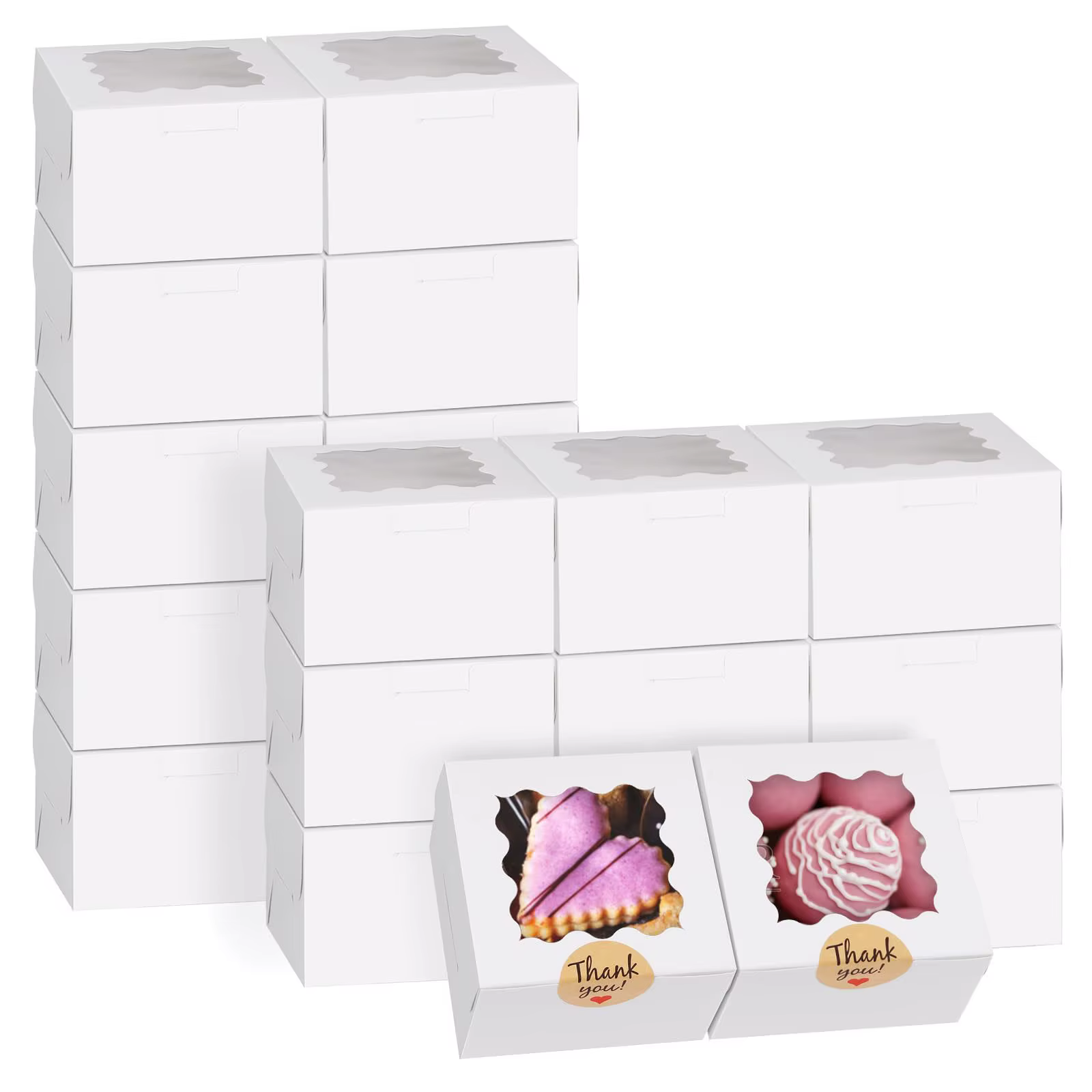Boîte cadeau en papier kraft avec fenêtre et couvercle transparent, 6/12/24 pièces, pour anniversair