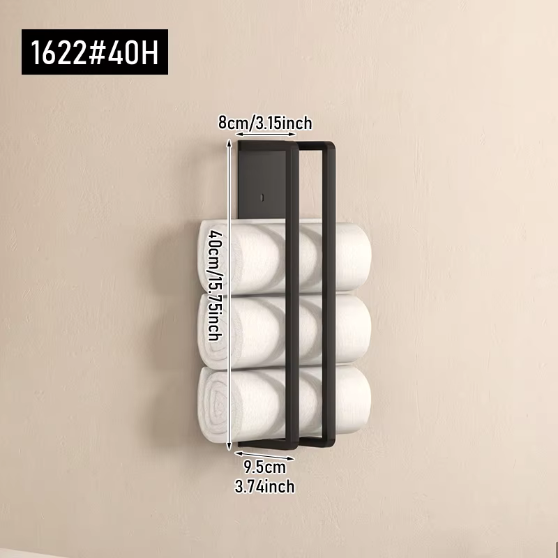 Porte-serviettes mural pour salle de bain, organisateur de rangement pour rouleaux de papier toilett