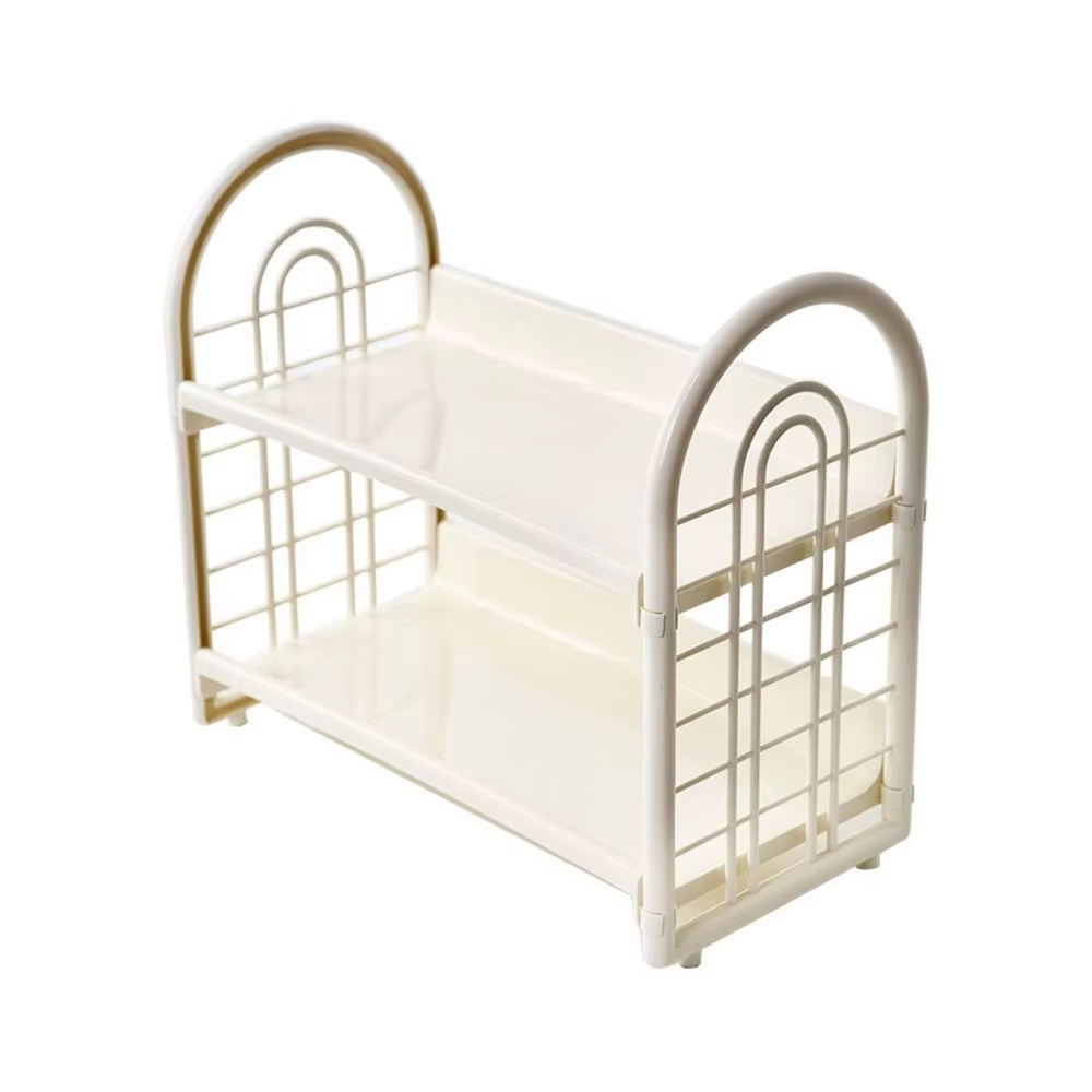 Étagère de rangement double couche en plastique, gain de place, simple, grande capacité, pour salle 