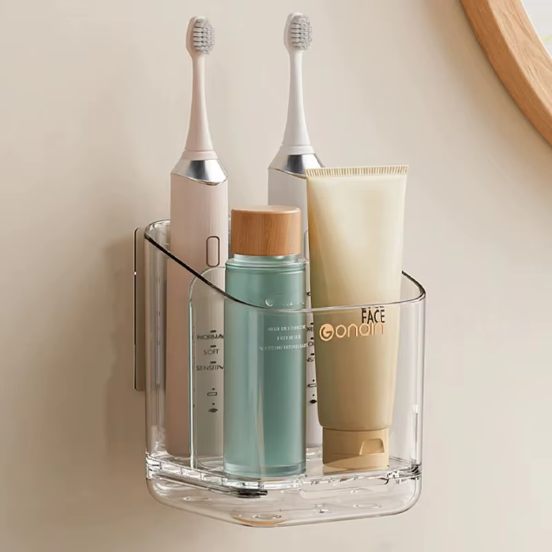 ​ Boîte de rangement murale pour salle de bain, organisateur de brosse à dents, support de rangement