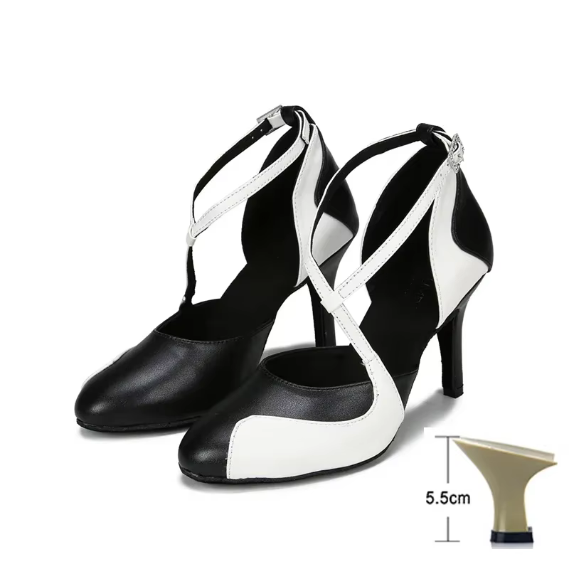 Chaussures de danse bicolores à bout pointu pour femmes, sandales de danse latine, moderne et jazz, 
