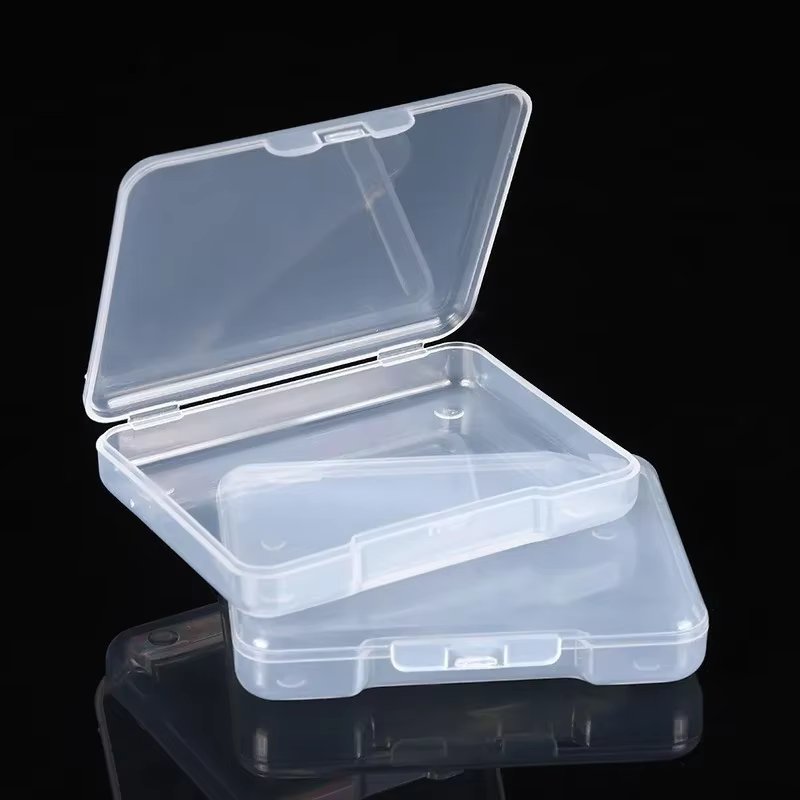Boîtes de rangement rectangulaires transparentes en plastique avec couvercles à rabat - Matériau PP durable