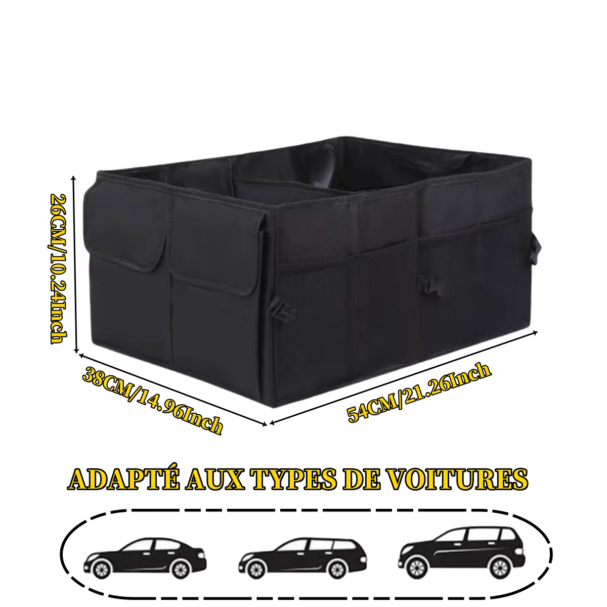 Boîte de rangement de voiture pliable de grande capacité