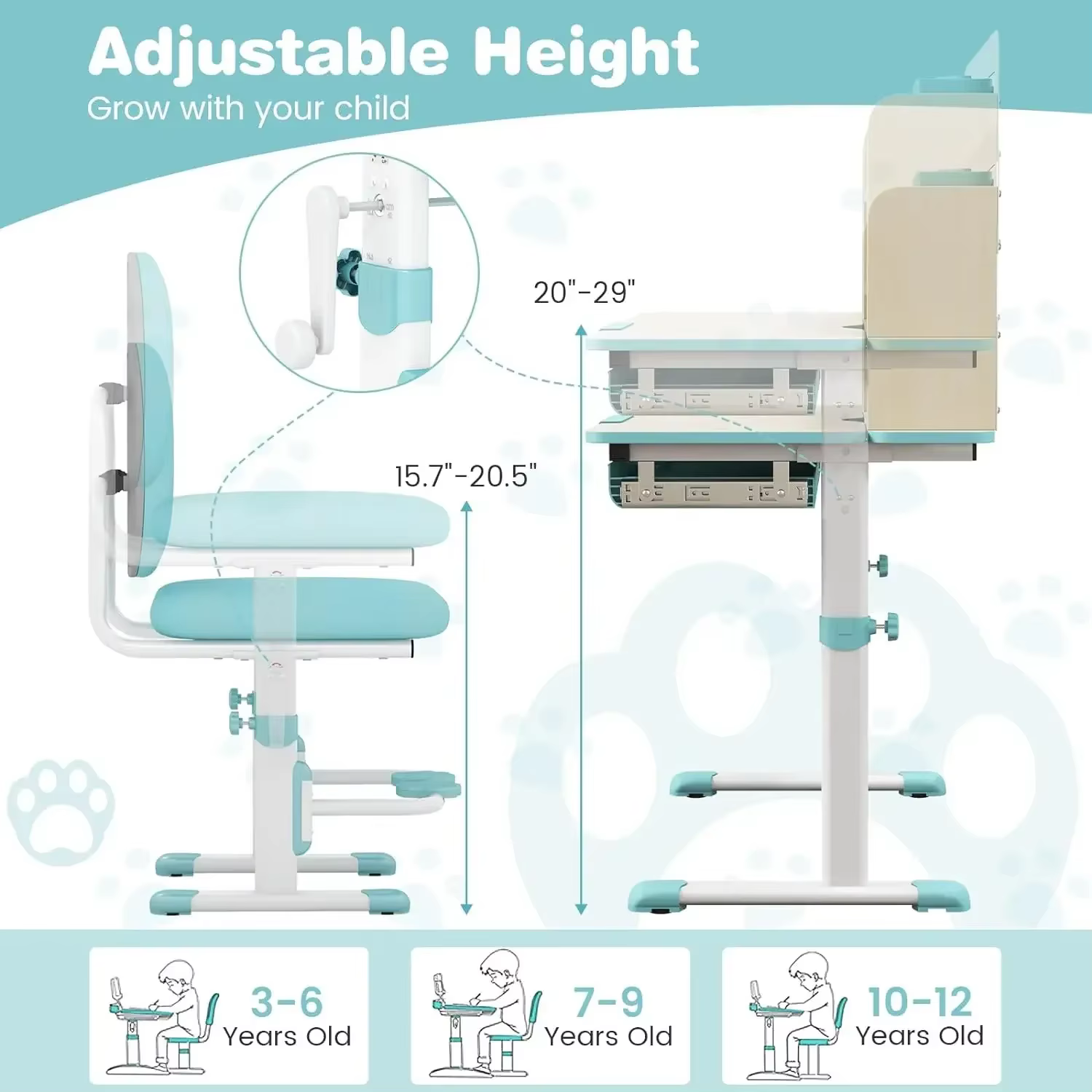 Un ensemble de bureau et de chaises pour enfants