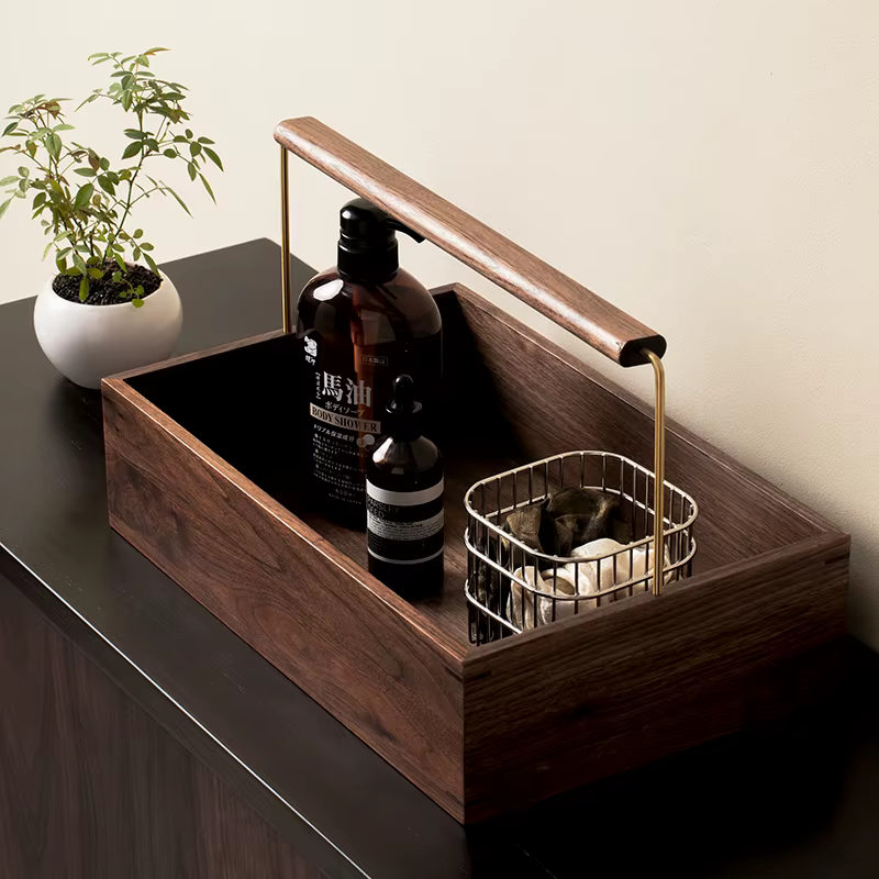 Plateau de rangement de cosmétiques en bois massif