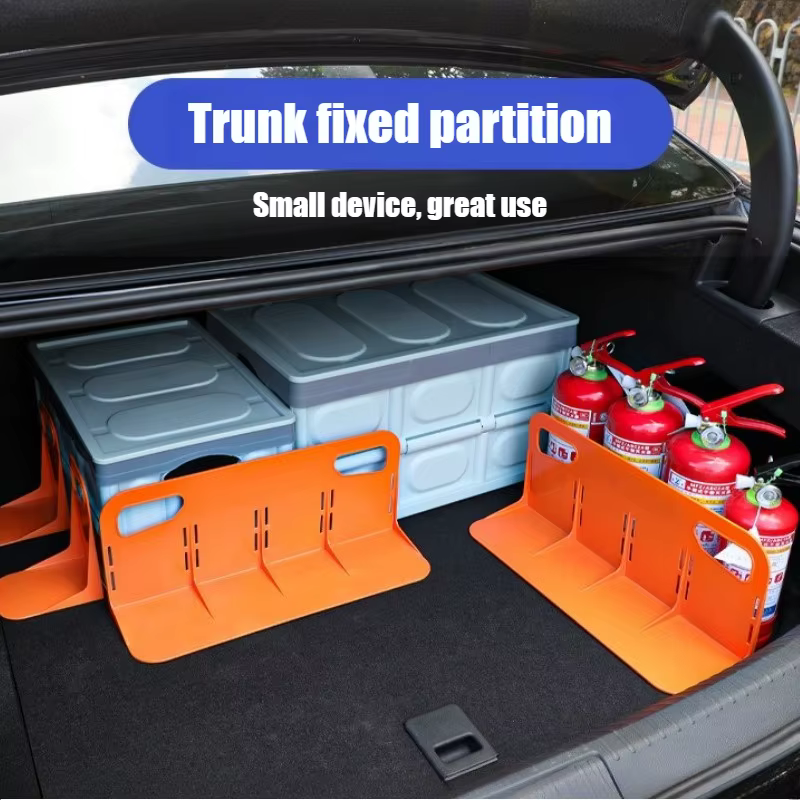 Organisateur de coffre de voiture multifonctionnel avec support de rangement fixe et déflecteur en plastique solide
