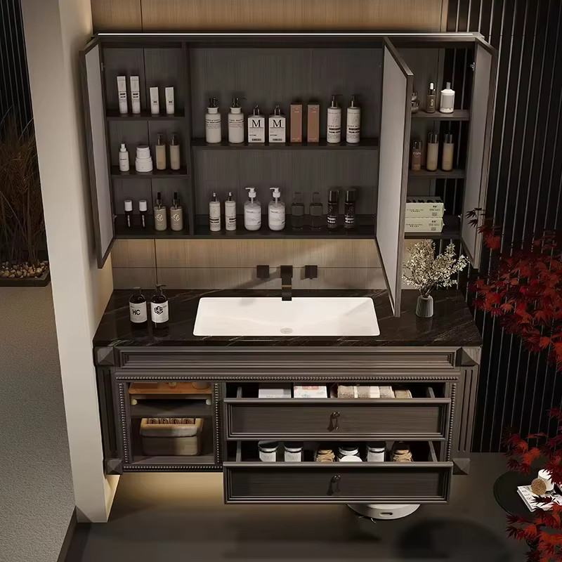 Armoire de salle de bain avec miroir organisateur