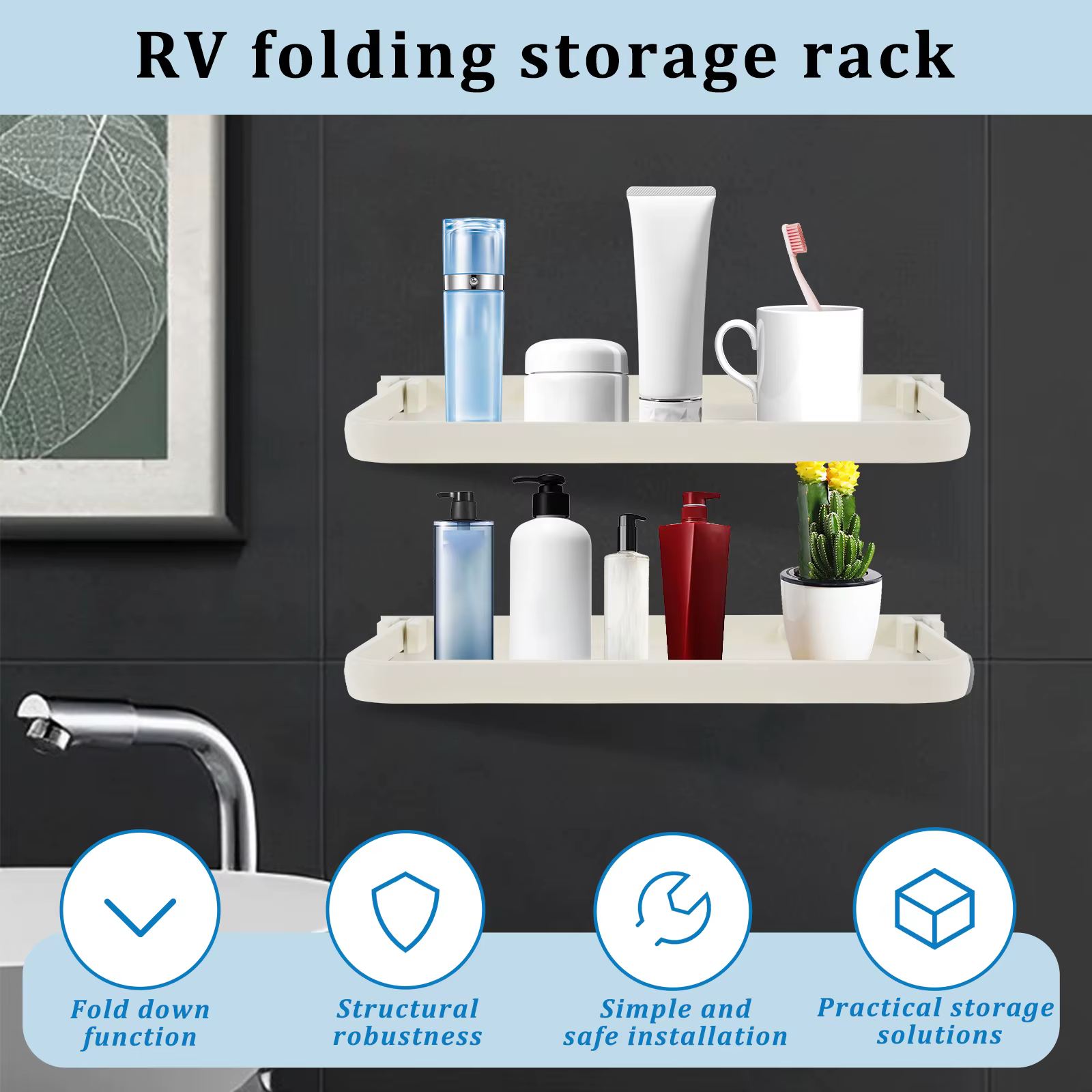 2 pièces RV étagère pliable RV en alliage d'aluminium