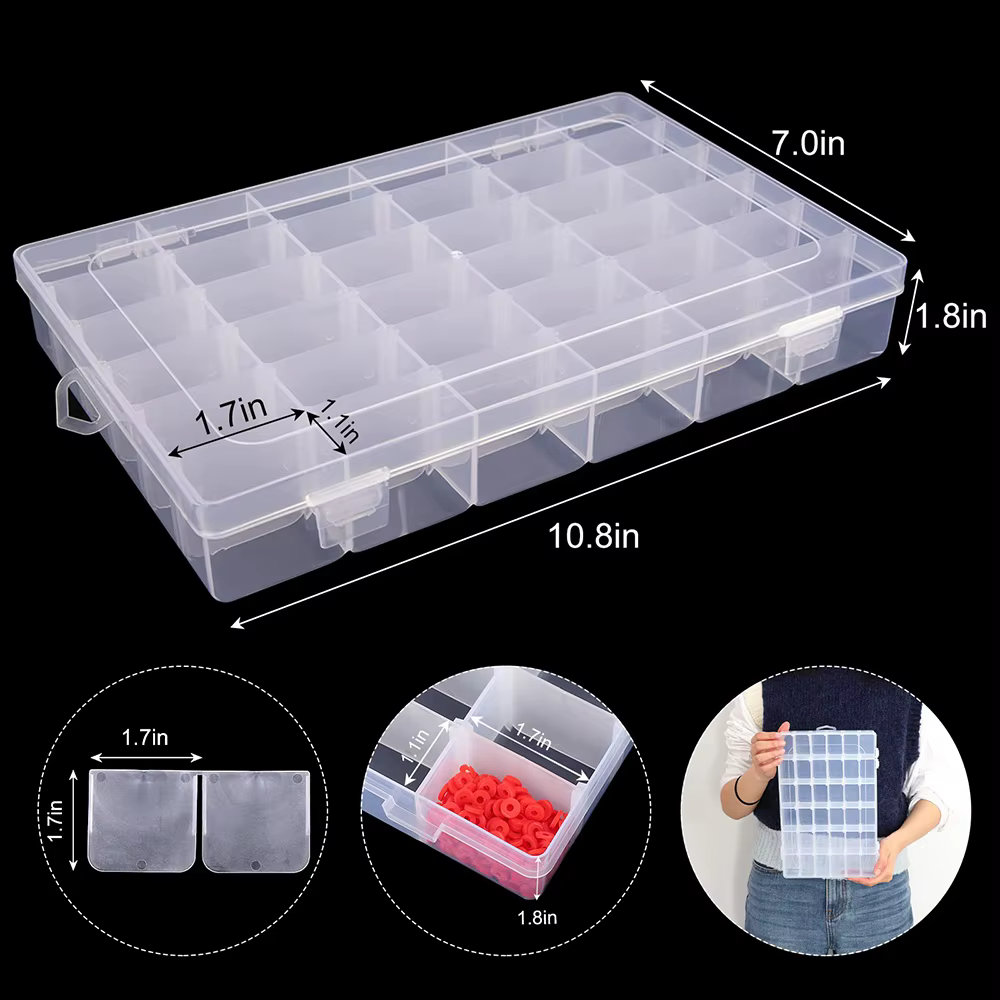 Boîte de rangement en plastique à 24/36 grilles