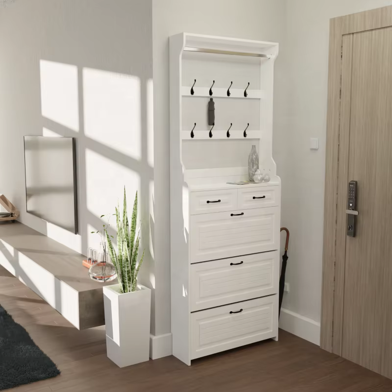 Armoire à chaussures multifonctionnelle de vente chaude. 3 portes 2 tiroirs Big Space. Meuble de salon
