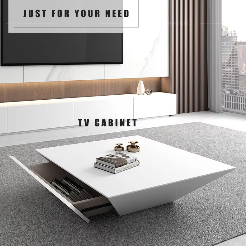 Table basse moderne, grands meubles, rangement bien conçu