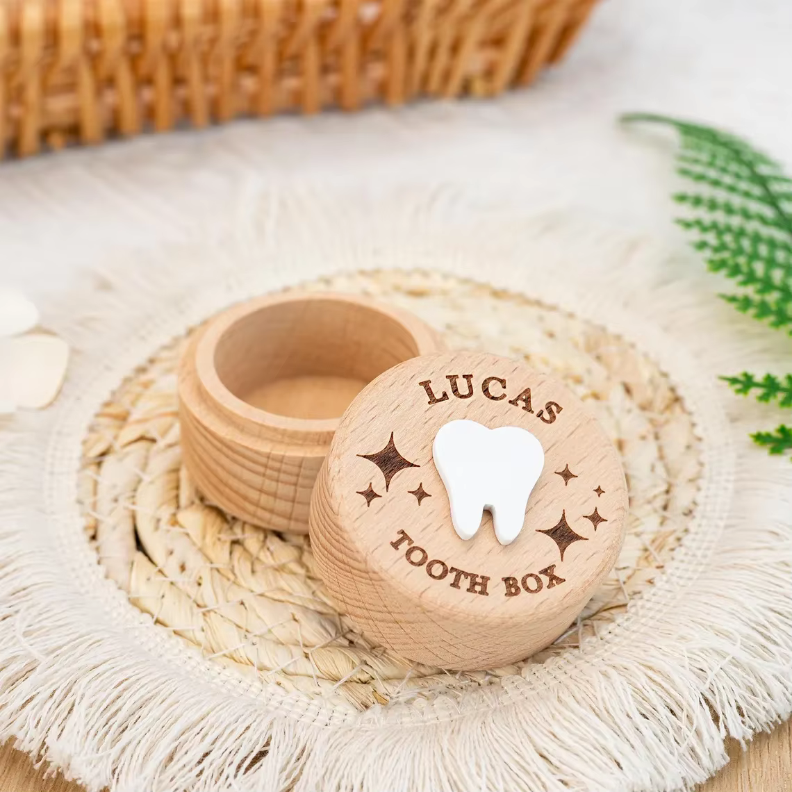 Boîte à dents personnalisée en bois pour la Fée